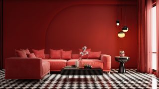 赤カーテン ゴージャス インテリア セキスイハイム – 赤色ベルベットの輸入カーテン バランス